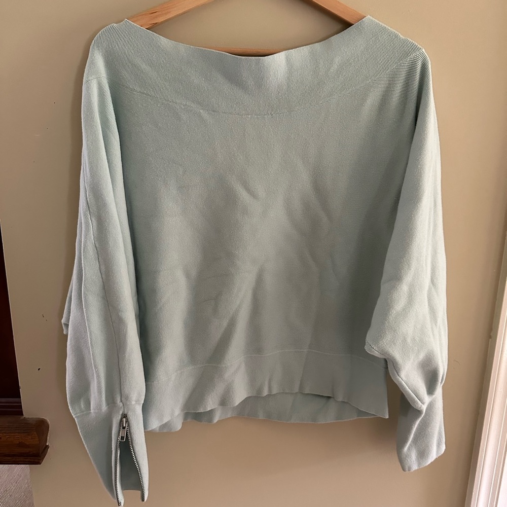 Free People pale blue off the shoulder sweater